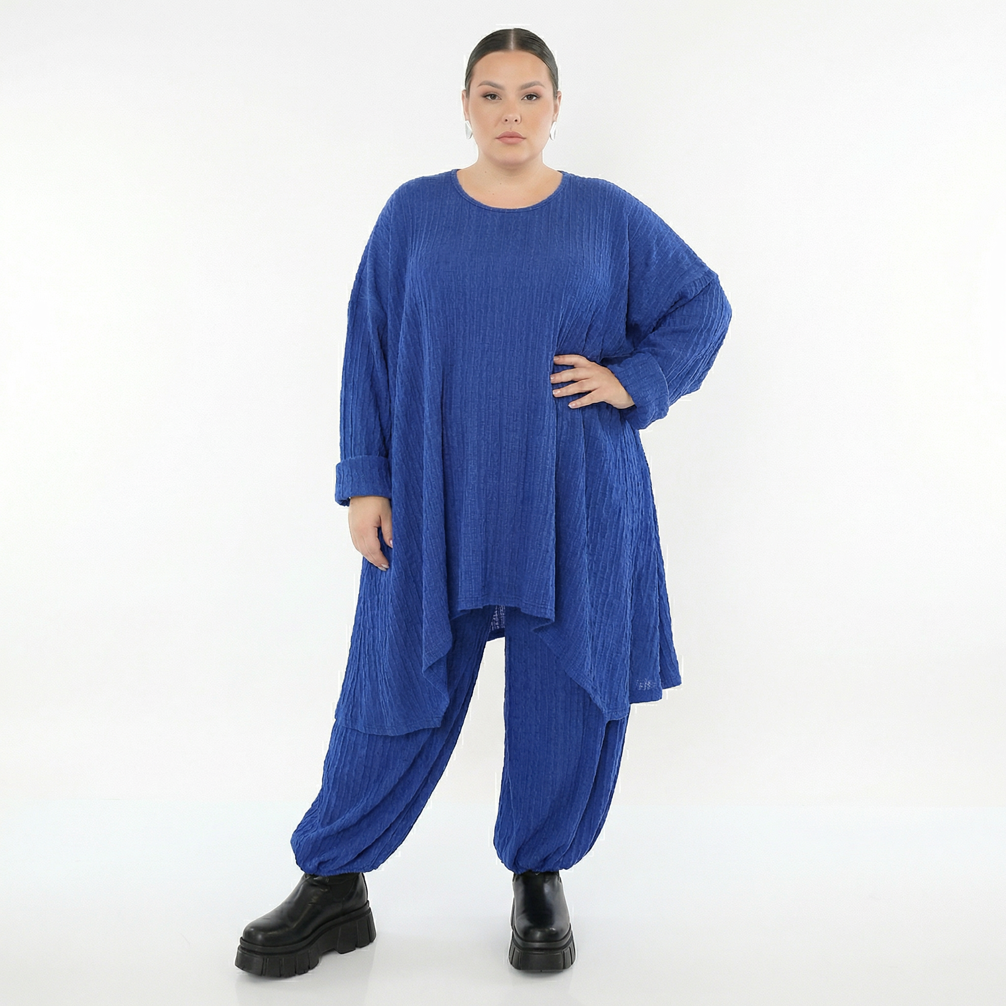 Ballonhose von AKH Fashion aus Materialmix, 1532.05920, Royalblau, Wellen, Ausgefallen