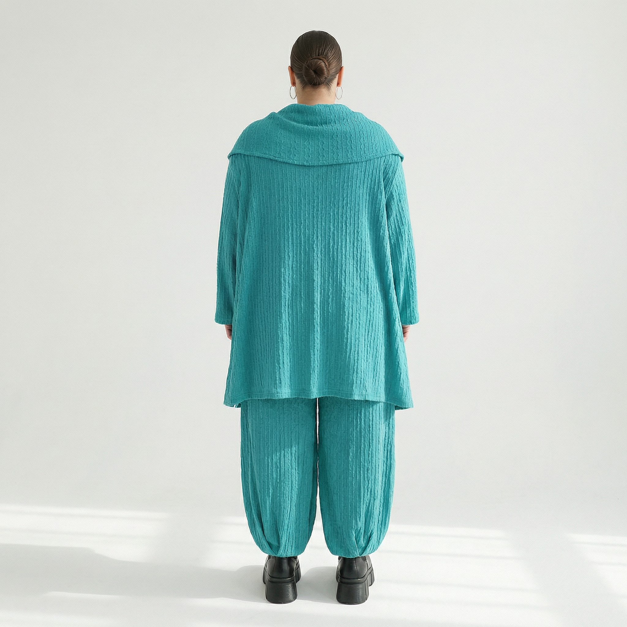 A-Form Bigshirt von AKH Fashion aus Materialmix, 1532.07145, PetrolBlau, Wellen, Ausgefallen