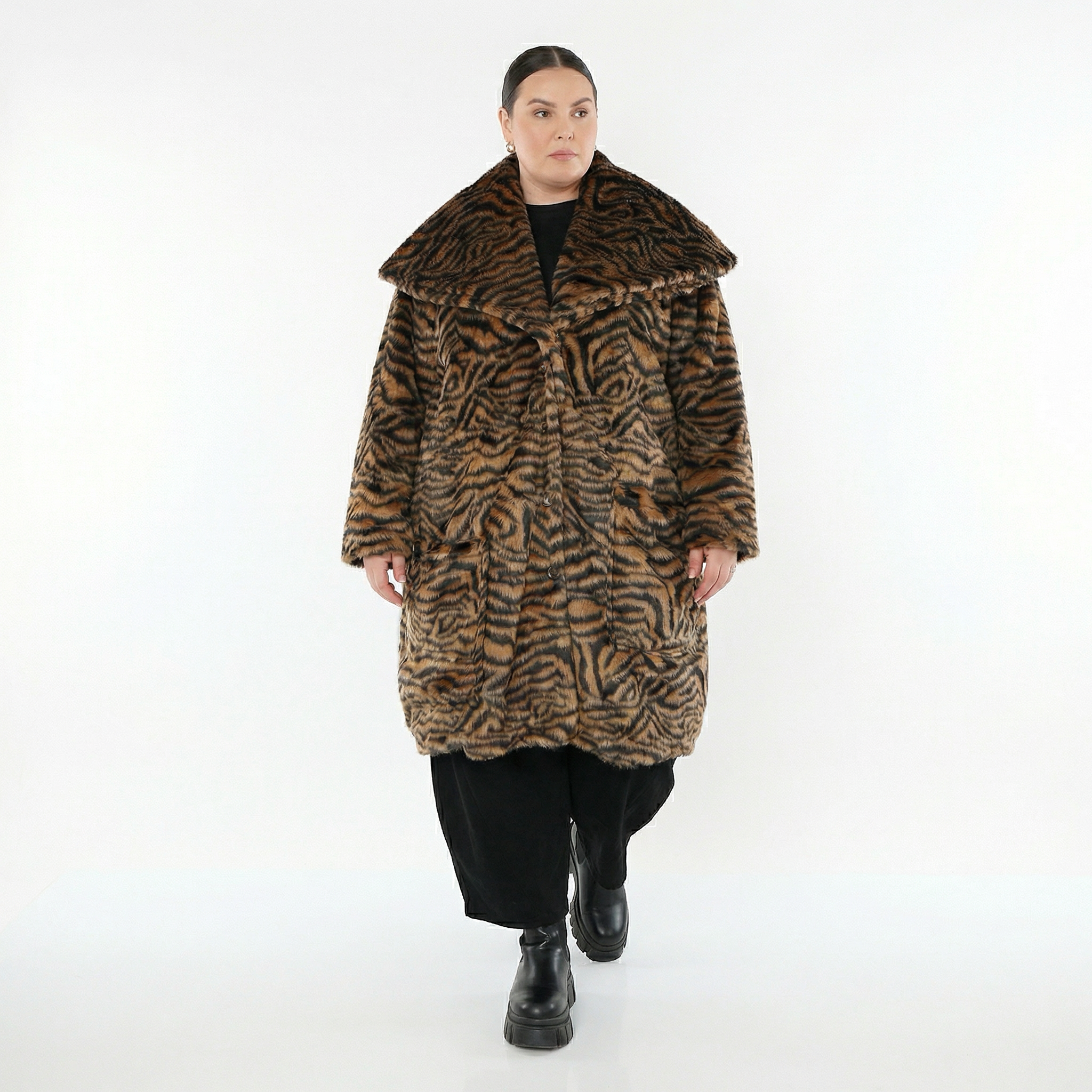 Ballonmantel von AKH Fashion aus Polyester, 1533.01776, Cognac/Schwarz, Zebra, Schick
