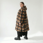  AKH Fashion Jacke in Glocken-Form, aus Polyester, 1535.02225, Cognac/Beige/Grau, Kariert