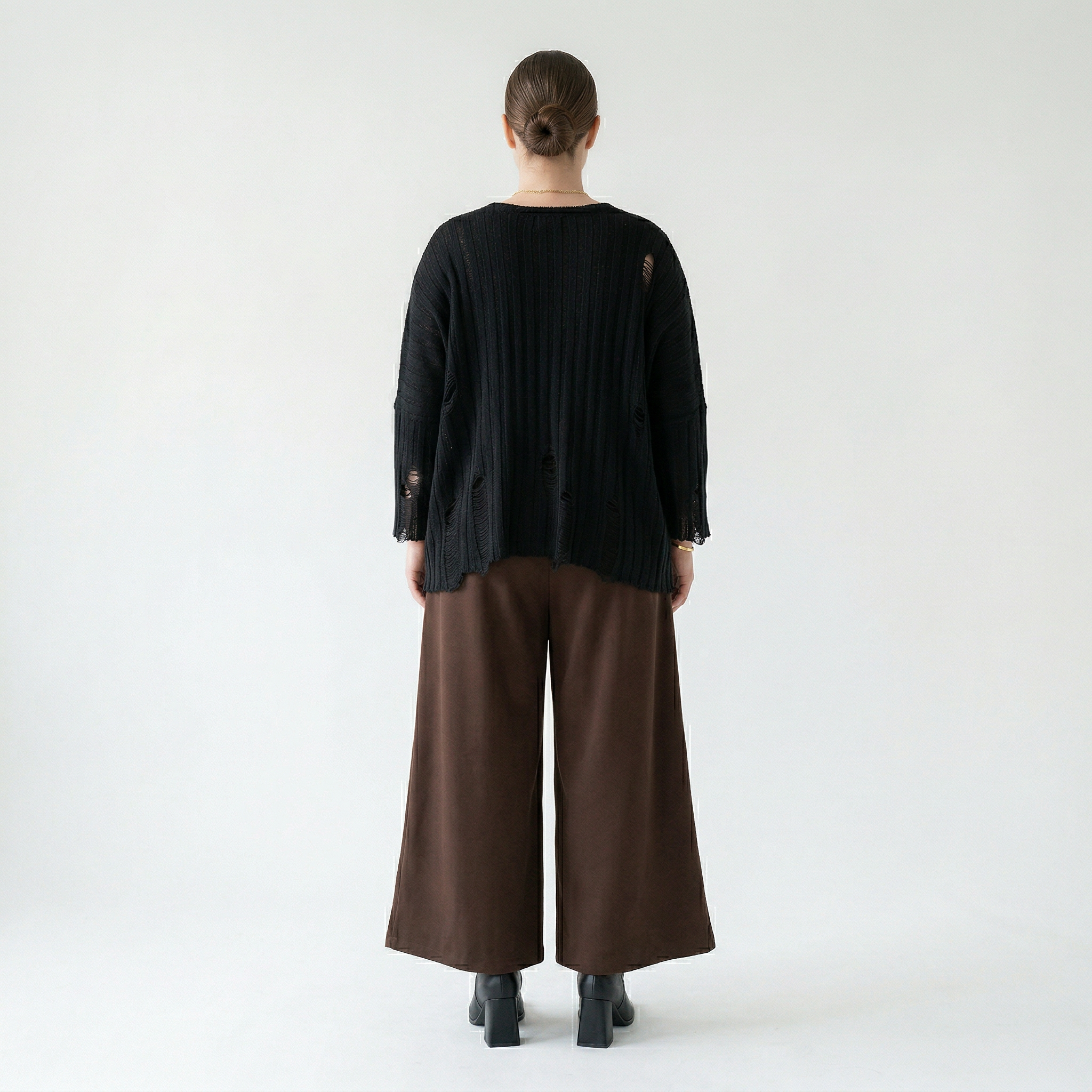  AKH Fashion Hose in gerader Form, aus Materialmix, 1536.00225, Braun, Ausgefallen, Zeitlos