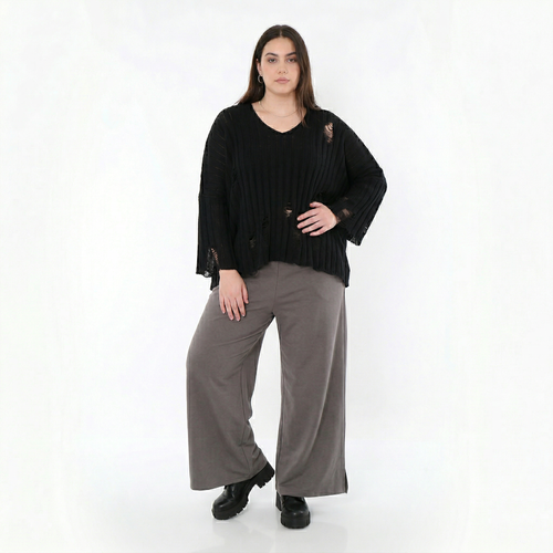  AKH Fashion Hose in gerader Form, aus Materialmix, 1536.00225, Grau, Ausgefallen, Zeitlos