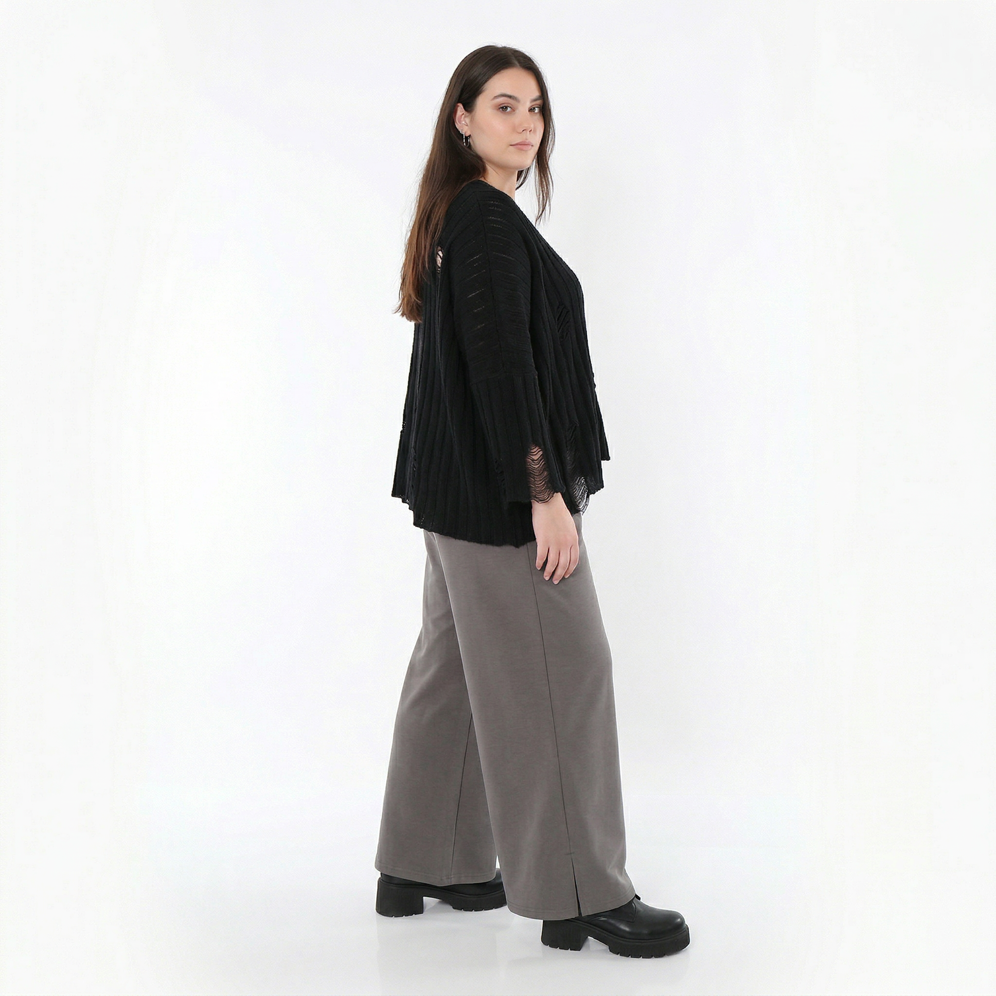  AKH Fashion Hose in gerader Form, aus Materialmix, 1536.00225, Grau, Ausgefallen, Zeitlos