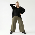  AKH Fashion Hose in gerader Form, aus Materialmix, 1536.00225, Olive, Ausgefallen, Zeitlos