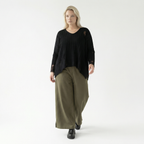  AKH Fashion Hose in gerader Form, aus Materialmix, 1536.00225, Olive, Ausgefallen, Zeitlos