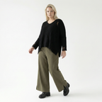  AKH Fashion Hose in gerader Form, aus Materialmix, 1536.00225, Olive, Ausgefallen, Zeitlos