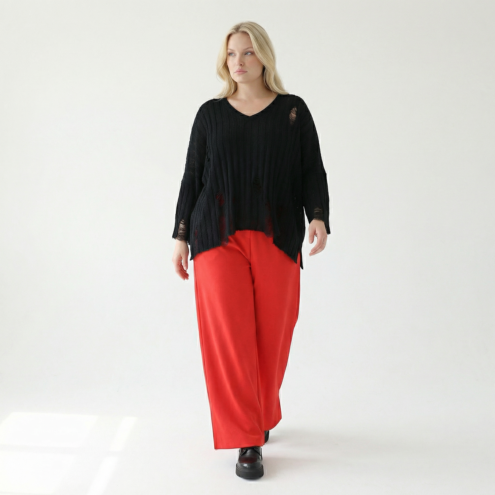 AKH Fashion Hose in gerader Form, aus Materialmix, 1536.00225, Rot, Ausgefallen, Zeitlos