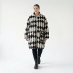  AKH Fashion Mantel in gerader Form, aus Materialmix, 1538.06656, Ecru/Schwarz, Raute