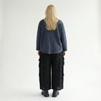  AKH Fashion Jacke in gerundeter Form, aus Baumwolle, 1539.00130, Azurblau, Punkte, Schick