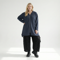  A-Form Jacke von AKH Fashion aus Baumwolle, 1539.02030, Azurblau, Punkte, Ausgefallen