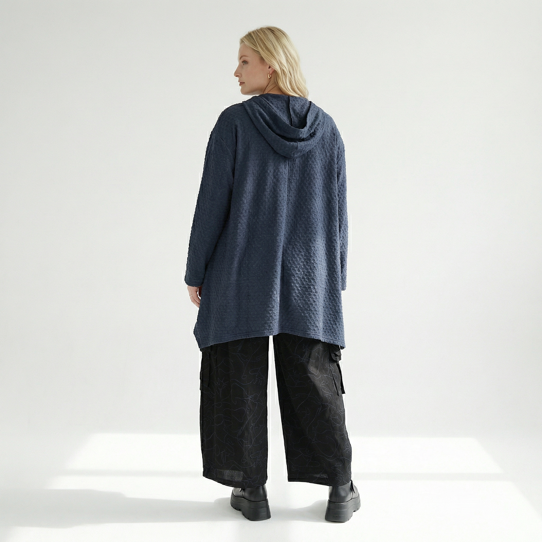  A-Form Jacke von AKH Fashion aus Baumwolle, 1539.02030, Azurblau, Punkte, Ausgefallen