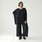  A-Form Bigshirt von AKH Fashion aus Viskose, 1545.00593, Schwarz/Blau, Kringel, Ausgefallen
