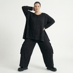  Ballonhose von AKH Fashion aus Viskose, 1545.07125, Schwarz/Blau, Kringel, Ausgefallen