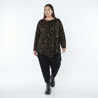  A-Form Bigshirt von AKH Fashion aus Viskose, 1545.07138, Schwarz/Orange, Kringel, Schick