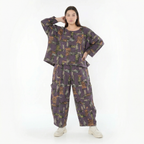 AKH Fashion Überwurf in kastiger Form, aus Materialmix, 1548.03018, Violett/Multi, Schick
