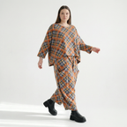  AKH Fashion Überwurf in kastiger Form, aus Materialmix, 1549.03018, Orange/Blau/Grau