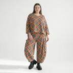  Ballonhose von AKH Fashion aus Materialmix, 1549.08069, Orange/Blau/Grau, Kariert, Schick