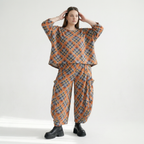  Ballonhose von AKH Fashion aus Materialmix, 1549.08069, Orange/Blau/Grau, Kariert, Schick