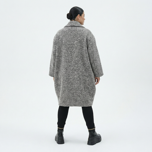  Ballonmantel von AKH Fashion aus Materialmix, 1554.07164, Grau/Blau, Kariert, Ausgefallen