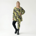  AKH Fashion Shirt in Glocken-Form, aus Viskose, 1556.01892, Gelb/Multi, Abstrakt, Schick