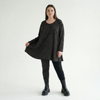  AKH Fashion Shirt in Glocken-Form, aus Viskose, 1558.01892, Schwarz/Weiß, Punkte, Schick