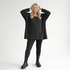  A-Form Bigshirt von AKH Fashion aus Viskose, 1558.00593, Schwarz/Weiß, Punkte, Ausgefallen