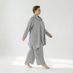  A-Form Bigshirt von AKH Fashion aus Viskose, 1540.03371, Grau, Kariert, Ausgefallen, Zeitlos