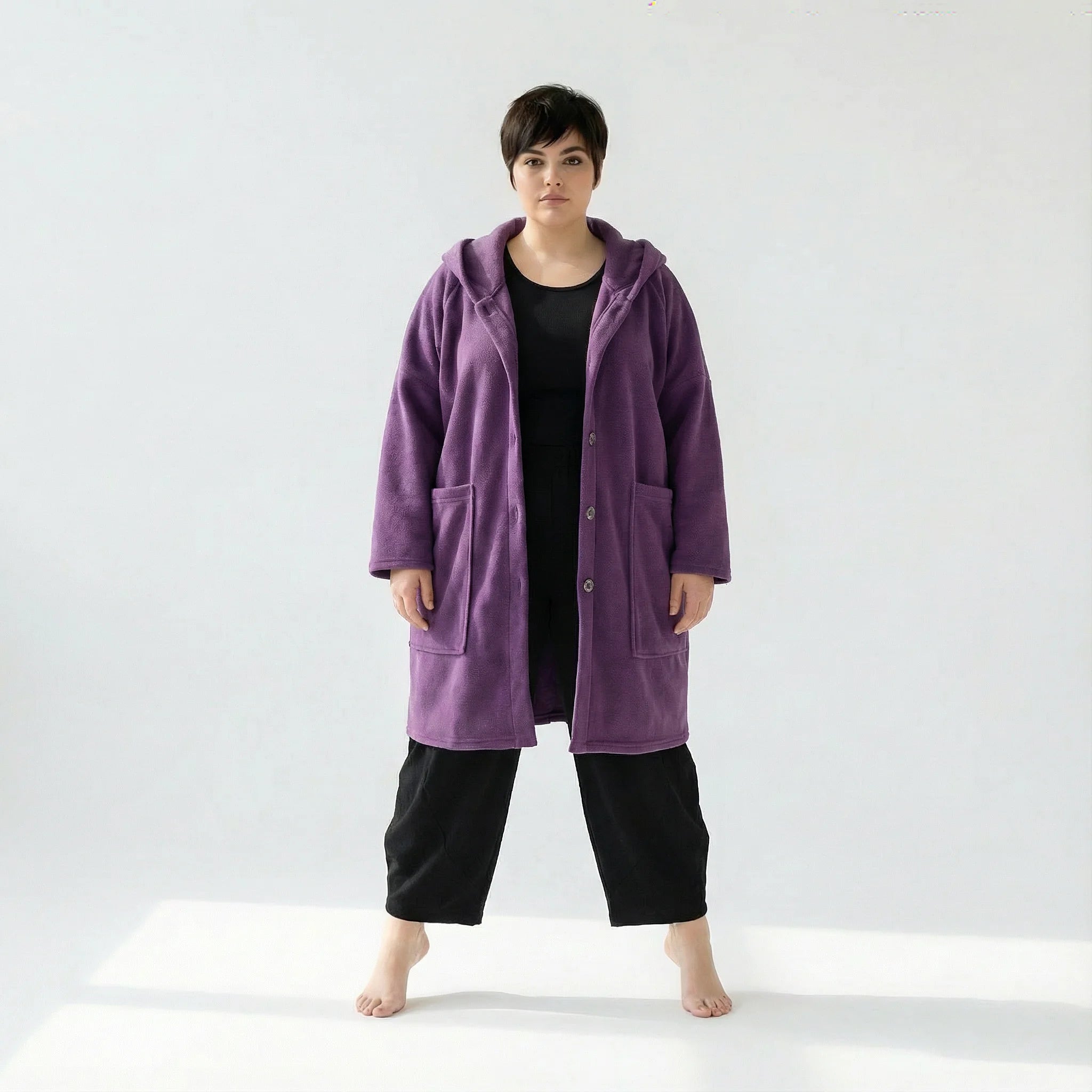 AKH Fashion Jacke in gerader Form, aus Materialmix, 1552.06272, Violett, Ausgefallen
