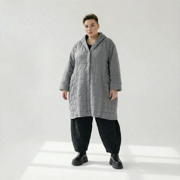  Ballonmantel von AKH Fashion aus Viskose, 1561.06600, Grau, Kariert, Ausgefallen, Zeitlos