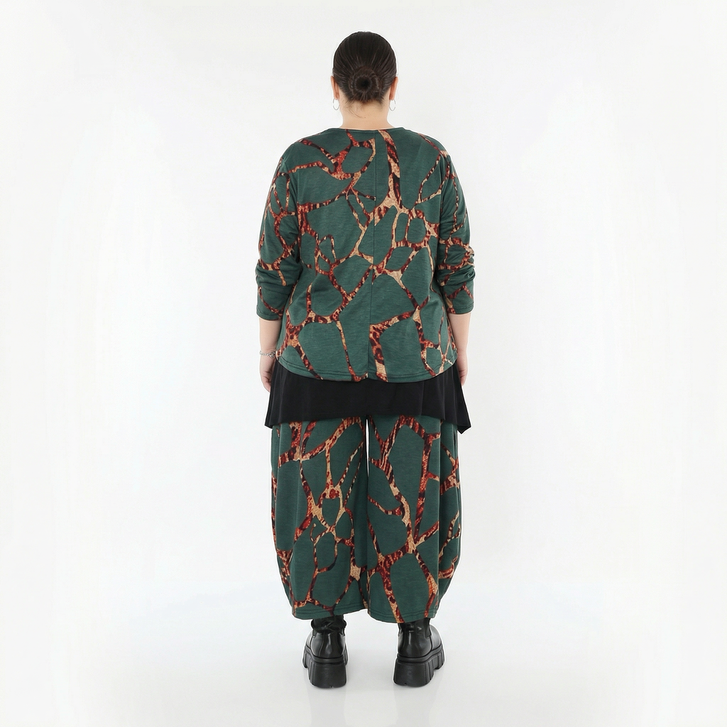  AKH Fashion Jacke in gerundeter Form, aus Materialmix, 1563.00130, Grün/Multi, Grafik