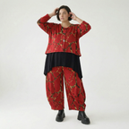  AKH Fashion Jacke in gerundeter Form, aus Materialmix, 1563.00130, Rot/Multi, Grafik