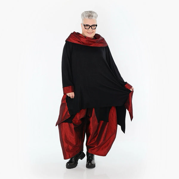A-Form Shirt von AKH Premium aus Viskose, P102187, Schwarz/Dunkelrot, Ausgefallen, Zeitlos