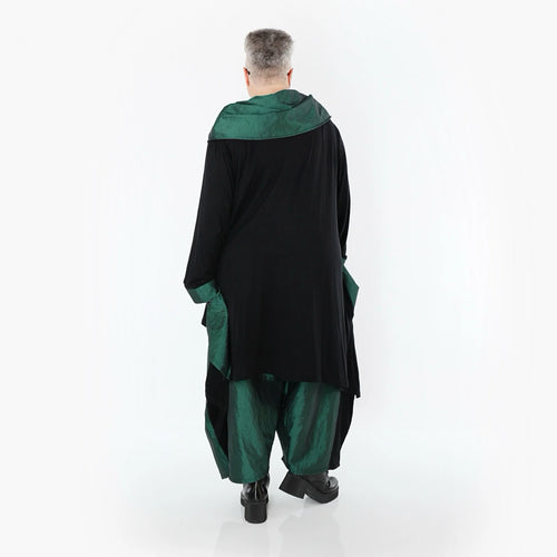 A-Form Shirt von AKH Premium aus Viskose, P102187, Schwarz/Smaragd, Ausgefallen, Zeitlos
