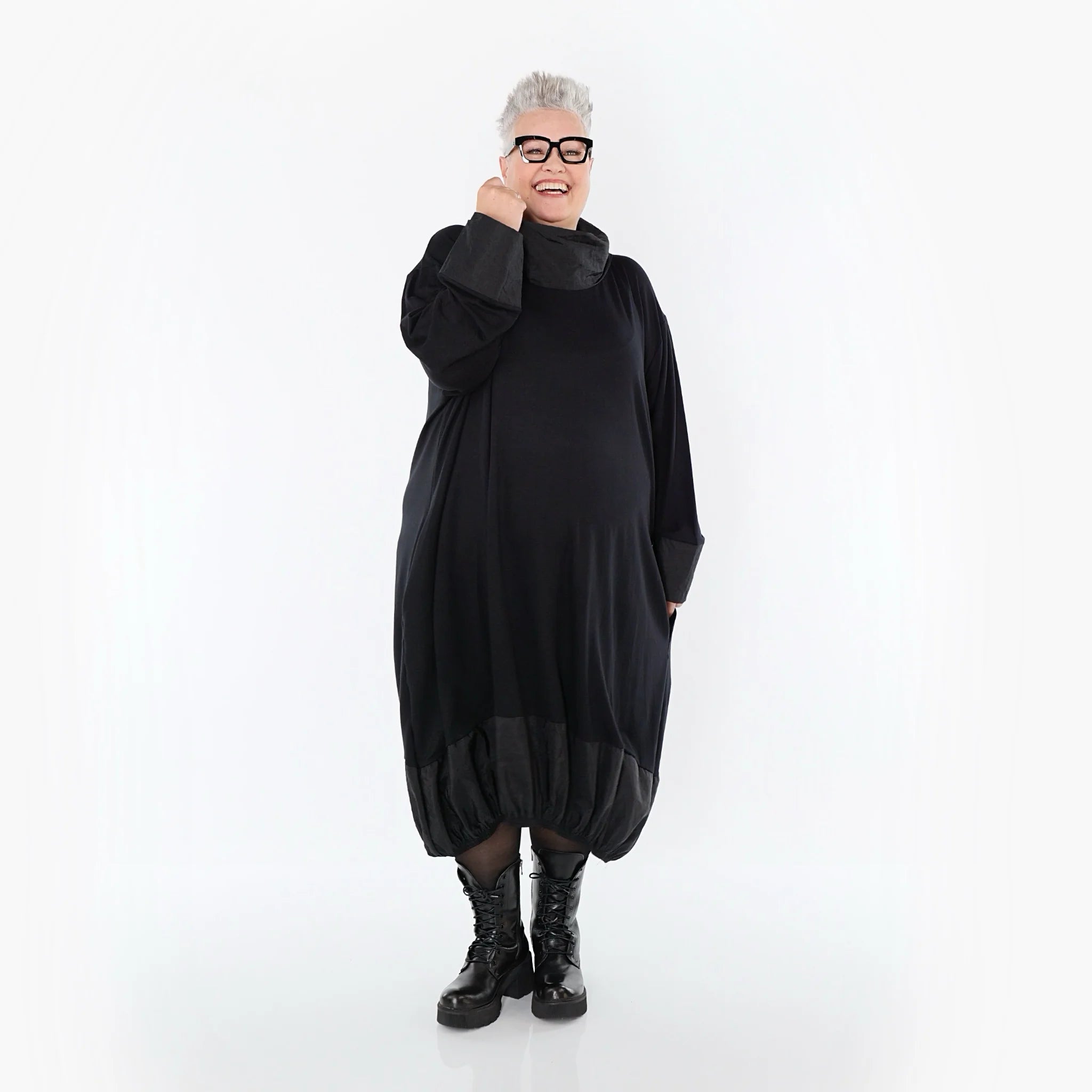 Ballonkleid von AKH Premium aus Viskose, P107156, Schwarz, Ausgefallen, Zeitlos, Schick