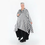  A-Form Bluse von AKH Premium aus Viskose, P106917, Weiß/Grau, Hahnentritt, Ausgefallen