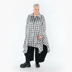  A-Form Bluse von AKH Premium aus Viskose, P106917, Weiß/Grau, Hahnentritt, Ausgefallen
