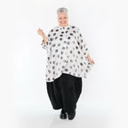  A-Form Bluse von AKH Premium aus Viskose, P1026.7116, Weiß/Grau, Punkte, Ausgefallen
