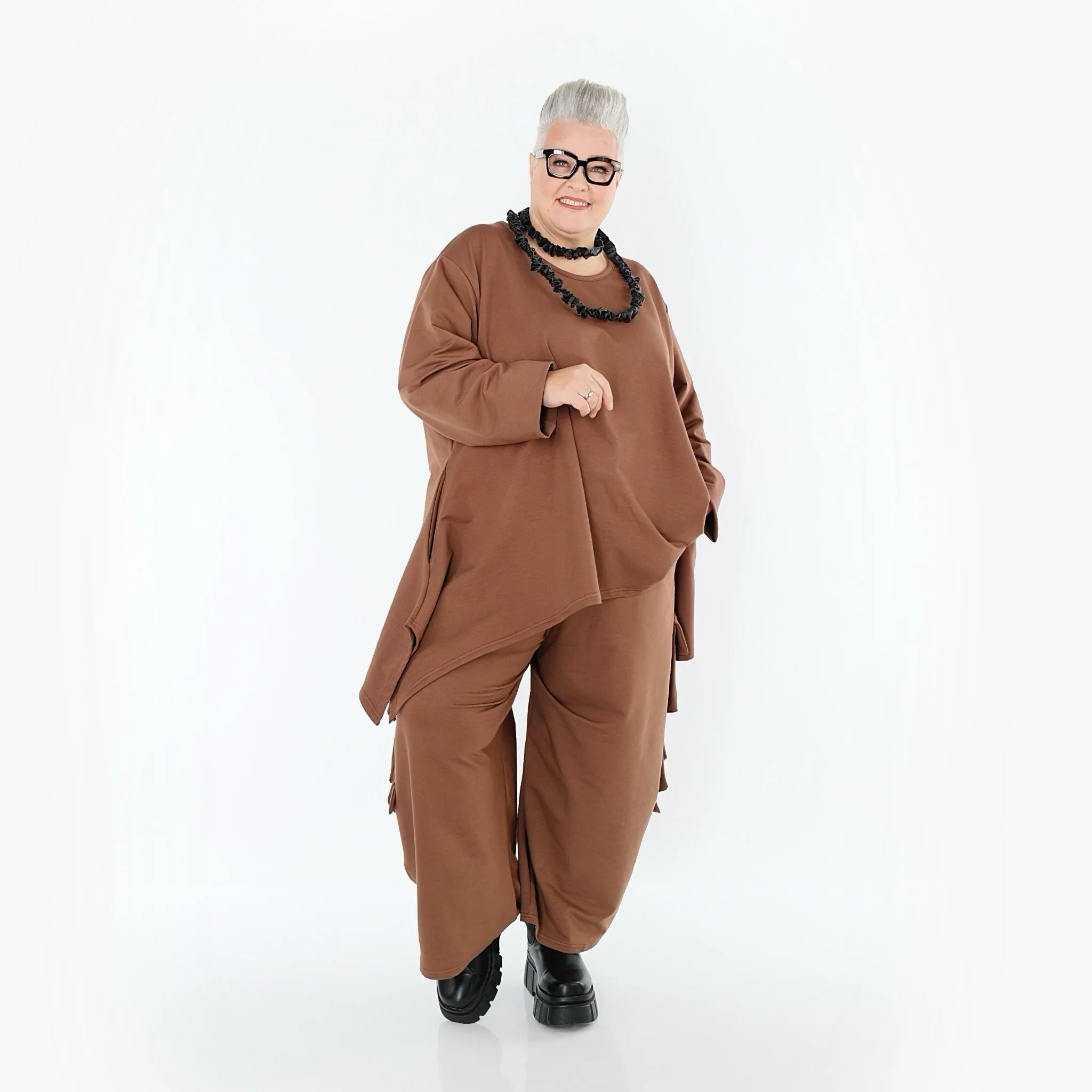 A-Form Bigshirt von AKH Fashion aus Viskose, 1566.06809, Braun, Ausgefallen, Zeitlos, Schick