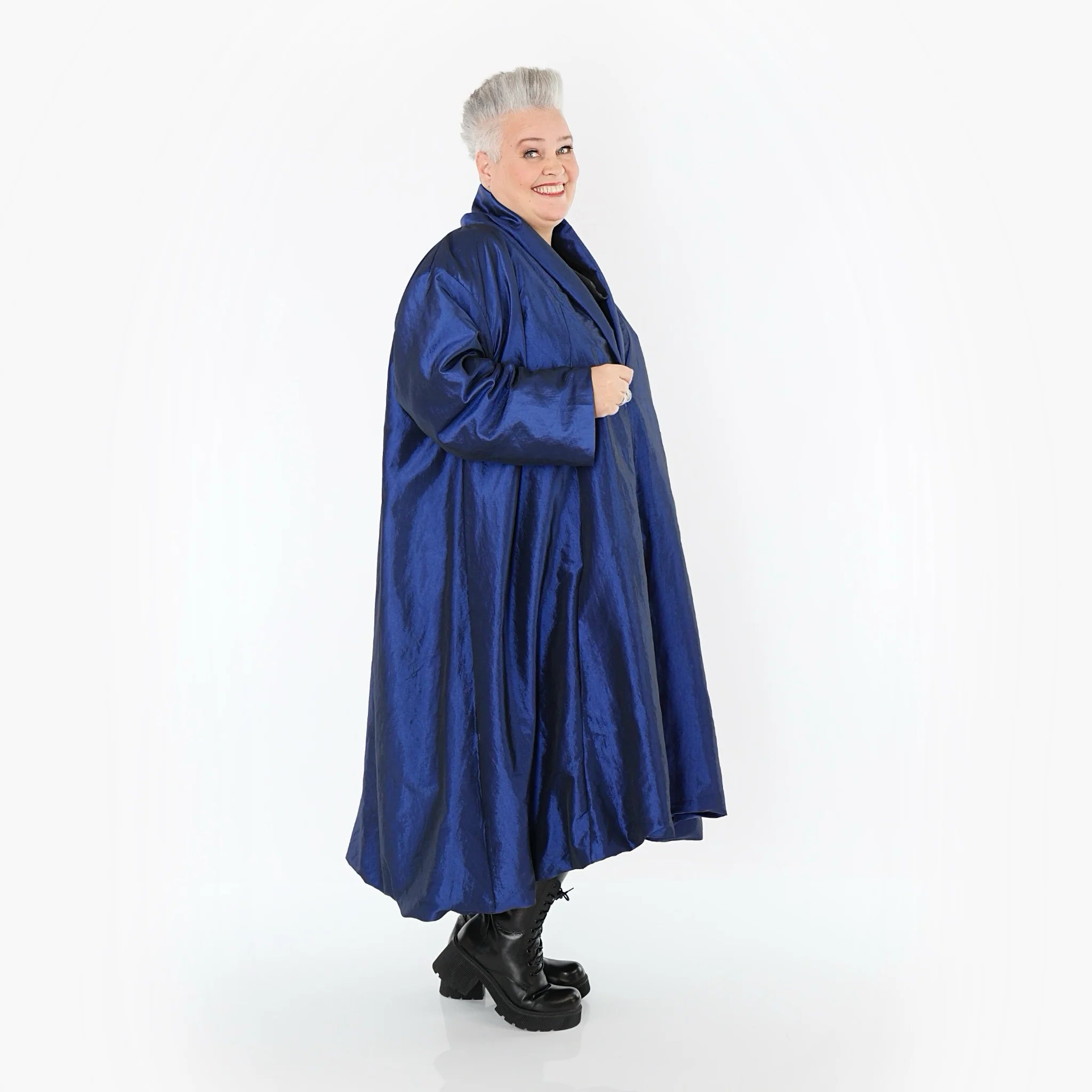  A-Form Mantel von AKH Premium aus Viskose, P106167, Royalblau, Ausgefallen, Zeitlos