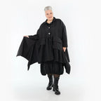  A-Form Jacke von AKH Premium aus Viskose, P107147, Schwarz, Ausgefallen, Zeitlos, Schick