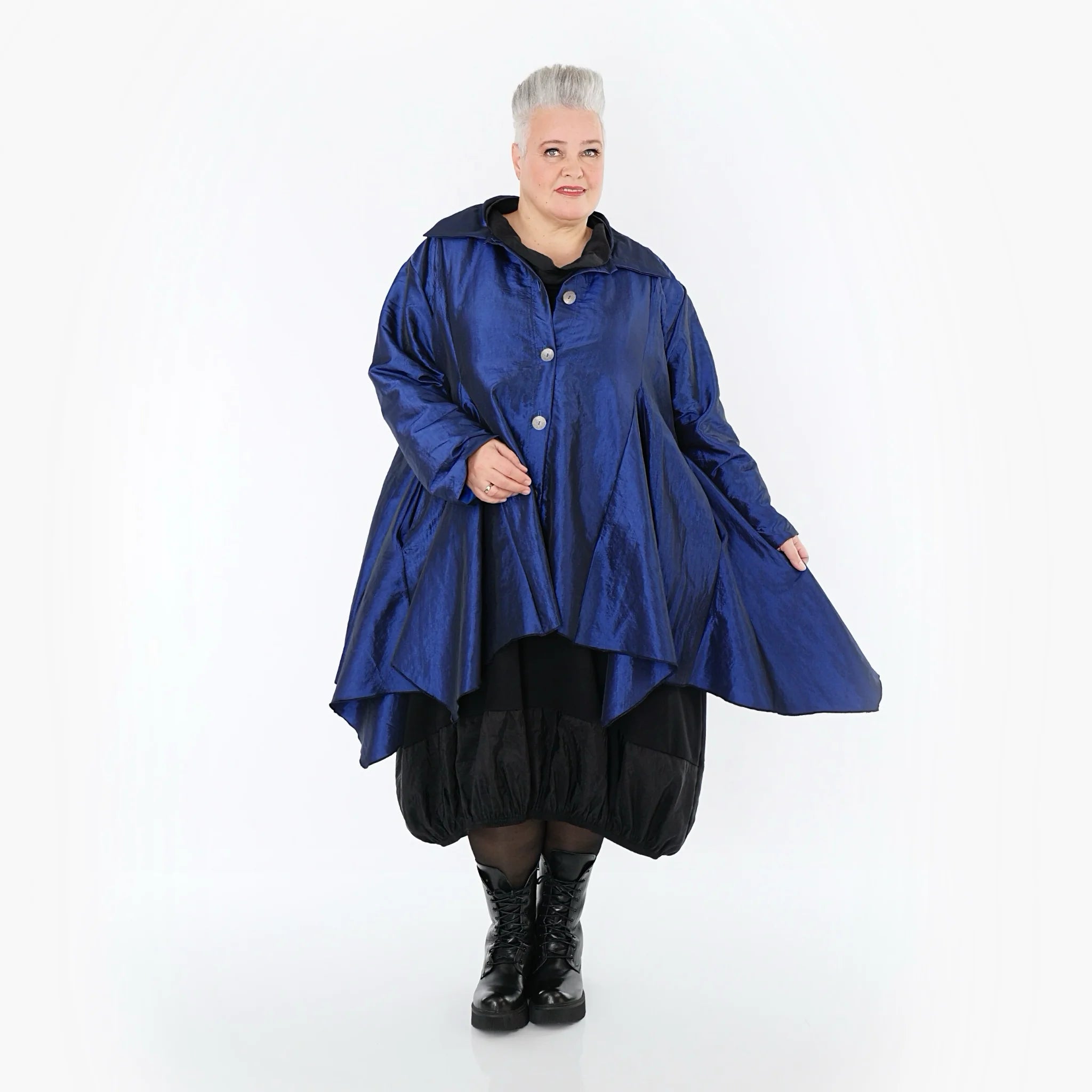 AKH Premium Jacke in Glocken-Form, aus Viskose, P107148, Royalblau, Ausgefallen, Zeitlos