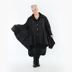  AKH Premium Jacke in Glocken-Form, aus Viskose, P107148, Schwarz, Ausgefallen, Zeitlos
