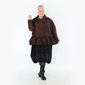  A-Form Jacke von AKH Premium aus Viskose, P107166, Braun, Ausgefallen, Zeitlos, Schick