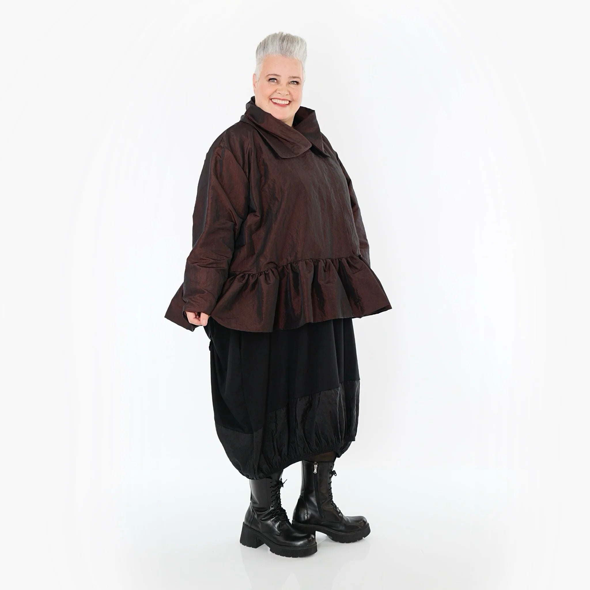  A-Form Jacke von AKH Premium aus Viskose, P107166, Braun, Ausgefallen, Zeitlos, Schick