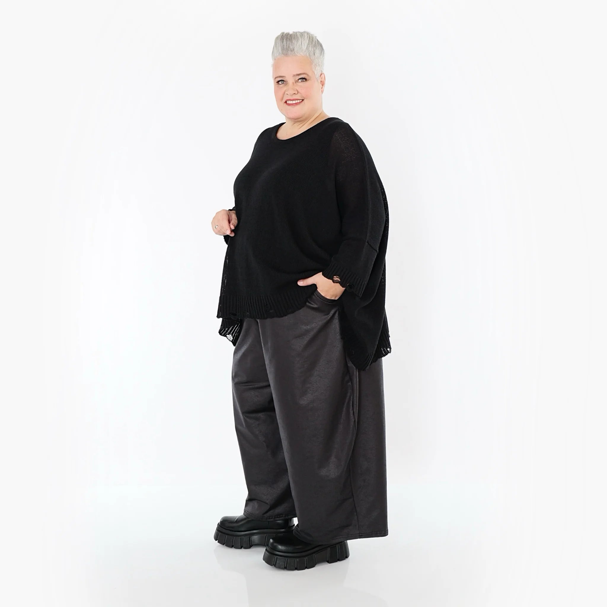 Ballonhose von AKH Premium aus Materialmix, P1027.7126, Schwarz, Ausgefallen, Zeitlos