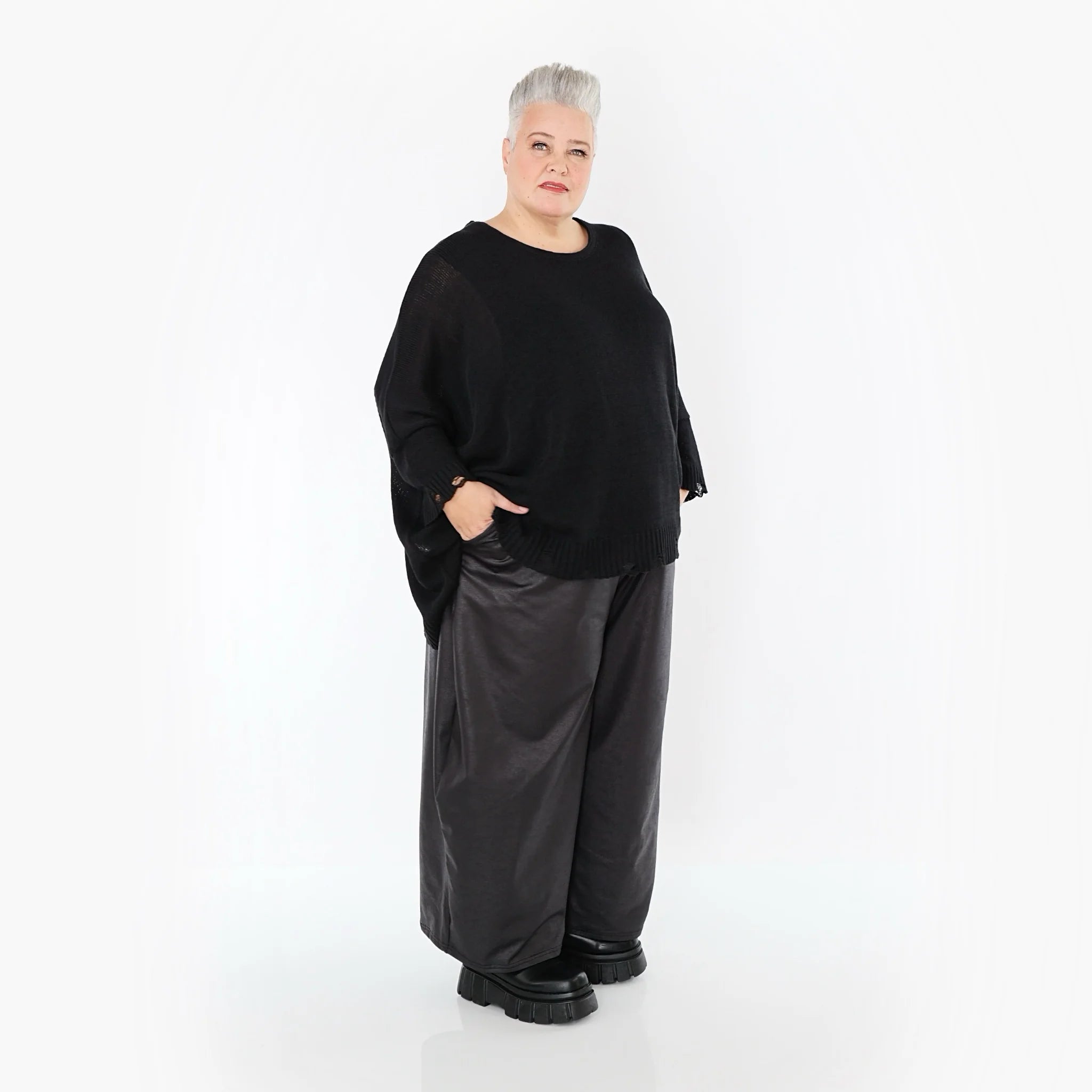Ballonhose von AKH Premium aus Materialmix, P1027.7126, Schwarz, Ausgefallen, Zeitlos