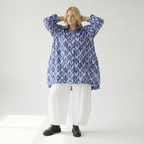 A-Form Bluse von AKH Fashion aus Baumwolle, 1504.07010, Blau/Weiß/Silber, ZickZack, Schick