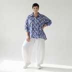  A-Form Bluse von AKH Fashion aus Baumwolle, 1504.07095, Blau/Weiß/Silber, ZickZack, Schick
