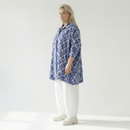  A-Form Bluse von AKH Fashion aus Baumwolle, 1504.07110, Blau/Weiß/Silber, ZickZack, Schick