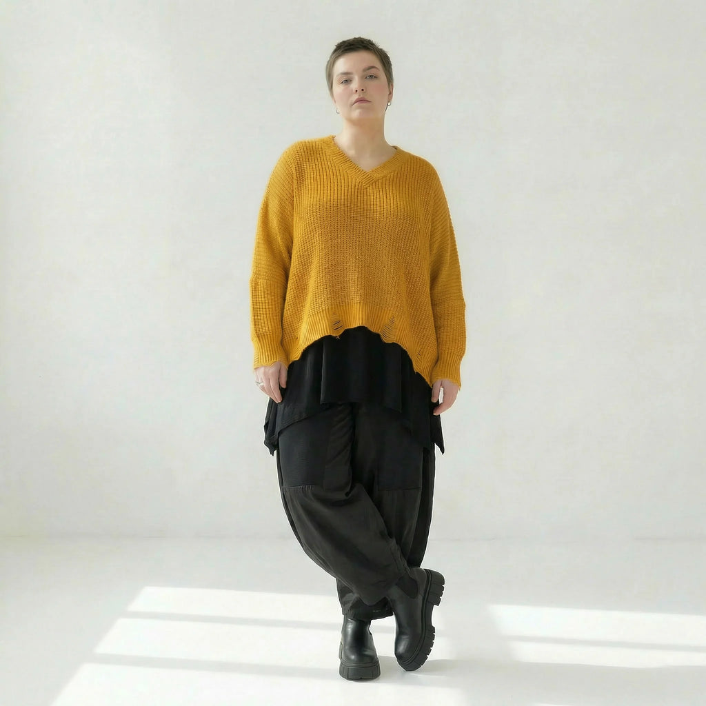  AKH Premium Überwurf in kastiger Form, aus Baumwolle, P1032.2602, Gelb, Ausgefallen